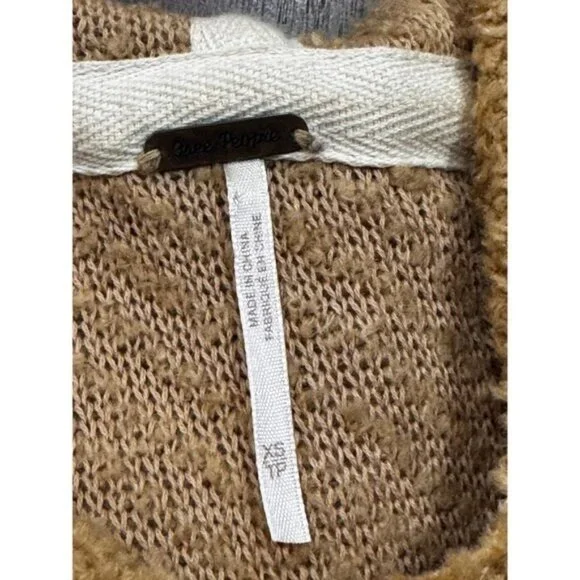 Free People Warm Wishes Sand Hooded Sweater Knit Jacket XS Cabincore - Picture 5 of 7